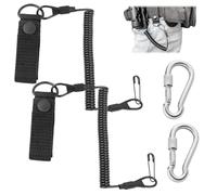Tactical Lanyard Set, Comprend 2 Cordes Elastiques en Spirale, 2 Mousquetons, Robuste et Durable, Convient pour Le Plein Air, Le Camping, La Chasse, La Survie (Noir, Taille Moyenne)