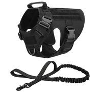 Tactical Tactical Labrador French Bulldog Bulldog Allemand Shepherd Training Camping Training Hunting Nylon Ensemble Et Laisse avec Boucle en Métal,Noir,XL