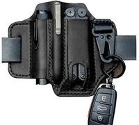 Tactical tool holster, field survival storage pocket, portable tool flashlight sleeve pocket, belt, multi-tool sheath (Black)