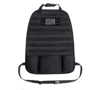 Tacticool Organiseur de dossier de siège de voiture - Panneau tactique Molle amélioré pour siège de voiture - Protection universelle avec patch supplémentaire du drapeau américain (noir)