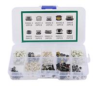 Tactile Push Button Switch Kit 250 Pcs | 10 Types Micro Switch for DIY Electronics/Car Remote/Home Appliances | Brass Material, 3x4mm Sizes, Compartment Box