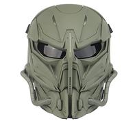 Tactique Airsoft Masque, lentille Grise Full Face Skull Paintball Masque de Protection for CS wargame Halloween Cosplay Costume (OD Vert)