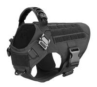 Tactique Militaire Français Bulldog Berger Allemand Malinois Camping Entraîne De Chasse en Nylon avec Poignée De Contrôle De Boucle en Métal,Black,XL