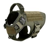 Tactique Militaire Français Bulldog Berger Allemand Malinois Camping Entraîne De Chasse en Nylon avec Poignée De Contrôle De Boucle en Métal,Vert,S