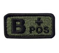 Tactique Type B Positif Groupe sanguin emblème Brodé Fastener à Crochet et Boucle Patch, Olive Drab