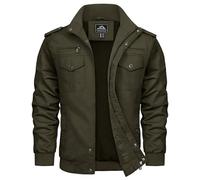 TACVASEN Blouson Homme Décontracté Résistant Au Vent,Vert Militaire,M