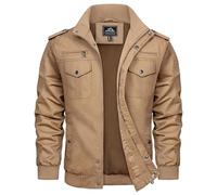 TACVASEN Bomber Homme Bords Élastiques Aux Poignets Blouson,Kaki,M