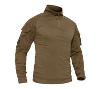 TACVASEN Chemise de Montagne Hommes Shirt Chaud Poids Léger T Shirt en Coton Manche Longue T-Shirt Marron