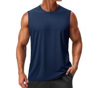 TACVASEN Débardeur sans Manches pour Course pour Hommes Vestes D'été pour La Musculation Et La Fitness Tops pour L'entraînement sans Manches Protection UV Marine,M