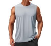 TACVASEN Débardeur sans Manches pour Hommes pour La Musculation Léger pour L'entraînement Et La Course T Shirt D'été sans Manches Protection UV UPF52+ Gilet Gris Clair,L