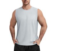 TACVASEN Débardeur sans Manches pour Hommes pour La Musculation Léger pour L'entraînement Et La Course T Shirt D'été sans Manches Protection UV UPF54+ Gilet Gris Clair,S