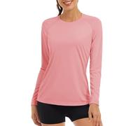 TACVASEN Femmes Hauts pour Course Hauts de Manches Longues T Shirt pour Casual Chemises de Marche Dames Sport T-Shirt de Extérieur Couche de été UPF 50 Couche de Base Rose