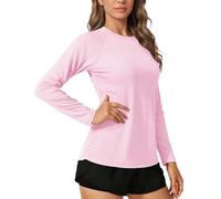 TACVASEN Femmes Hauts pour Course Hauts de Manches Longues T Shirt pour Casual Chemises de Marche Dames Sport T-Shirt de Extérieur Couche de été UPF 50 Couche de Base Rose
