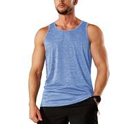 TACVASEN Haut de Sport d'été, T-Shirts pour Hommes Musclés, T-Shirt Respirant pour La Salle de Sport Bleu Clair, S