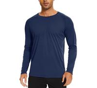 TACVASEN Hauts de Gym à Manche Longue pour Homme Tee Shirt Anti UV à Séchage Rapide Top de Surf Bleu Marine,M
