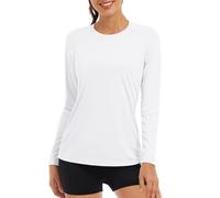 TACVASEN Manches Longues Hauts de Course Femmes Protection Solaire Hauts de UV Casual T-Shirt de Vacances été Chemise de Beach UPF 50 Rash Guard Léger Chemises de pêche Blanc