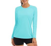 TACVASEN Manches Longues Hauts pour Course Femmes été Hauts de Protection UPF Extérieur Trekking Chemise d Solaire Séchage Rapide Tee Shirts de Travail Chemise d’Aviron Bleu Lac
