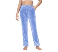 TACVASEN Pantalon Polaire Pantalon Thermique Chaud pour Femme Pantalon de Sport par Temps Frais Pantalon a Cordon Bleu Clair,M