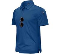 TACVASEN Polos a Manches Longues Polo de Golf a Séchage Rapide Polo de Travail T-Shirt de Randonnée en Plein Air Bleu Marine,L