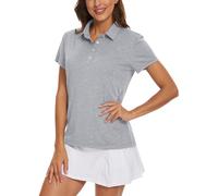 TACVASEN Polos Femmes Chemises D'Été a Manches Courtes Chemises de Loisirs Décontractées Respirantes Confortables Argent,M