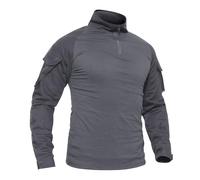 Tacvasen T-shirt à manches longues avec poches pour homme Motif ,Gris - Manche Longue ,XXL (Taille Fabricant:4XL)