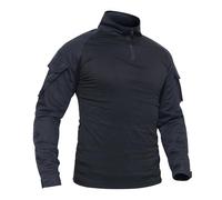 TACVASEN T-Shirt en Coton Hommes Noir Militaire Outdoor Chemise Extérieur Hiver Homme Cotton Tshirt Winter Mens Casual Shirt,Noir - Manche Longue ,XXL (Taille Fabricant:4XL)