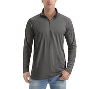 TACVASEN T Shirt Protection Solaire Homme 1/4 Zip Tops Respirant Hauts d'extérieur Décontractée Gris Foncé,3XL