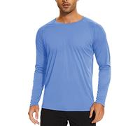 TACVASEN Tee Shirt UPF50+ Homme à Manche Longue Shirt Homme Séchage Rapid Hauts Course Respirant Bleu Clair,M