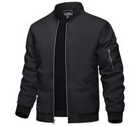 TACVASEN Veste Automne Homme Blouson Bomber Jacket Vestes Léger Respirante pour Hommes Veste Classique Baseball Sport Blouson Veste Casual Noir