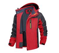 TACVASEN Veste Imperméable Homme Capuche Amovible Veste Sport Homme Pluie Softshells Randonnée Coupe Vent Blouson Ski Blouson Plein Air Rouge, M