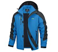 TACVASEN Veste imperméable légère en micro polaire pour homme - Veste d'hiver Softshell pour la randonnée - Manteau de pluie avec capuche amovible, bleu, M