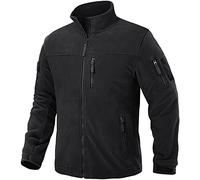 TACVASEN Veste Polaire Homme Vestes Militaires d'hiver Vestes D'extérieur Chaudes Veste de Chasse Polaire avec Poches Zippées Noir