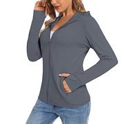 TACVASEN Veste pour Femmes Protection UV Léger Hoodies de La Plage pour Natation UPF 50+ Tops de Protection Sun Chemises de Full Zip Gris Foncé