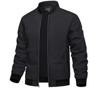 TACVASEN Veste pour Hommes Automne Imperméable Coupe Vent Bombers Homme Légère et Résistante Noir M