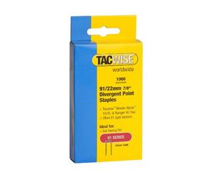 Tacwise 0288 Agrafes à Couronne Étroite Galvanisées 91/22 mm, Lot de 1000 | Pointe Divergente