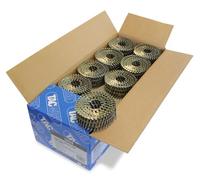 Tacwise 0424 Clous en Rouleau à Tête Plate de Type 2,5 / 55 mm, Pointe en Diamant, Tige Annelée, Acier Sans Protection, Inclinés à 16°, Reliés en Fil, Lot de 9000