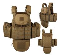 TACWJDM Gilet Tactique Multifonctionnel pour Airsoft Et Paintball Gilet Tactique avec Corde Élastique Fixe/Rembourrage 3D pour L'entraînement Airsoft en Extérieur(Brown)