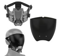 TACWJDM Masque Cyberpunk Visage Entier/Demi - Lentilles PC Haute Résistance & Silicone Lavable (-10°C À 42°C)