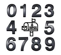 TACYKIBD Lot de 10 numéros de boîte aux lettres, autocollants étanches (0 à 9), numéros de porte de maison, appartement, hôtel, rue, armoire, table, boîte aux lettres (noir)