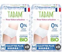 TADAM' - Culottes Fuites Urinaires - Protection Jour - Jetable - Enrichi en Coton Bio - sans substances Toxiques - Taille M - Sachet de 9 (Lot de 2)