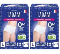 TADAM' - Culottes Fuites Urinaires - Protection Nuit - Jetable - Enrichi en Coton Bio - sans substances Toxiques - Taille L - Sachet de 12 (Lot de 2)