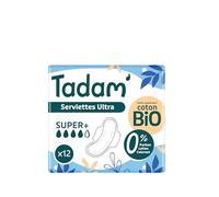 Tadam Serviettes Écologiques Dermo-Sensitives Avec Ailettes Ultra Super+ Pièces 12