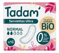 Tadam Serviettes Écologiques Dermo-Sensitives Avec Ailettes Ultra Normal 16 Pièces
