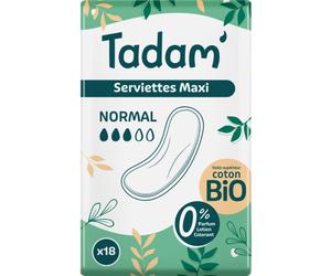 Tadam Serviettes Écologiques Maxi Normal Post-Accouchement 18 Pièces
