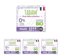 TADAM' - Serviettes Fuites Urinaires - Protection Maxi - Enrichi en coton Bio - Sans substances toxiques - Sachet de 12 (Lot de 4)