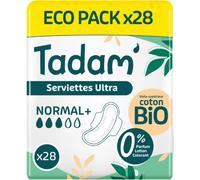 Tadam Serviettes Hygiéniques Dermo-Sensitives Ecopacks Normal+ 28 Pièces