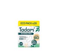 TADAM’ - Serviettes Hygiéniques Dermo-Sensitives - Protections Hygiéniques Femme Ultra Fines avec Ailettes - Flux Normal - Extra Absorbantes - A base de Coton Bio - Confort Jour et Nuit - Ecopacks