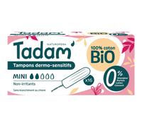 Tadam Tampons Dermo-Sensitives Coton Bio Mini 16 Pièces