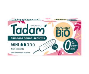 Tadam Tampons Dermo-Sensitives Coton Bio Mini 16 Pièces
