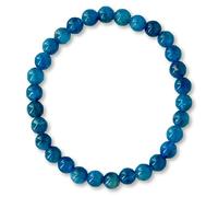 Taddart Minerals - Bracelet bleu en apatite naturelle avec boules de 6 mm montées sur fil de nylon élastique - Fait à la main.